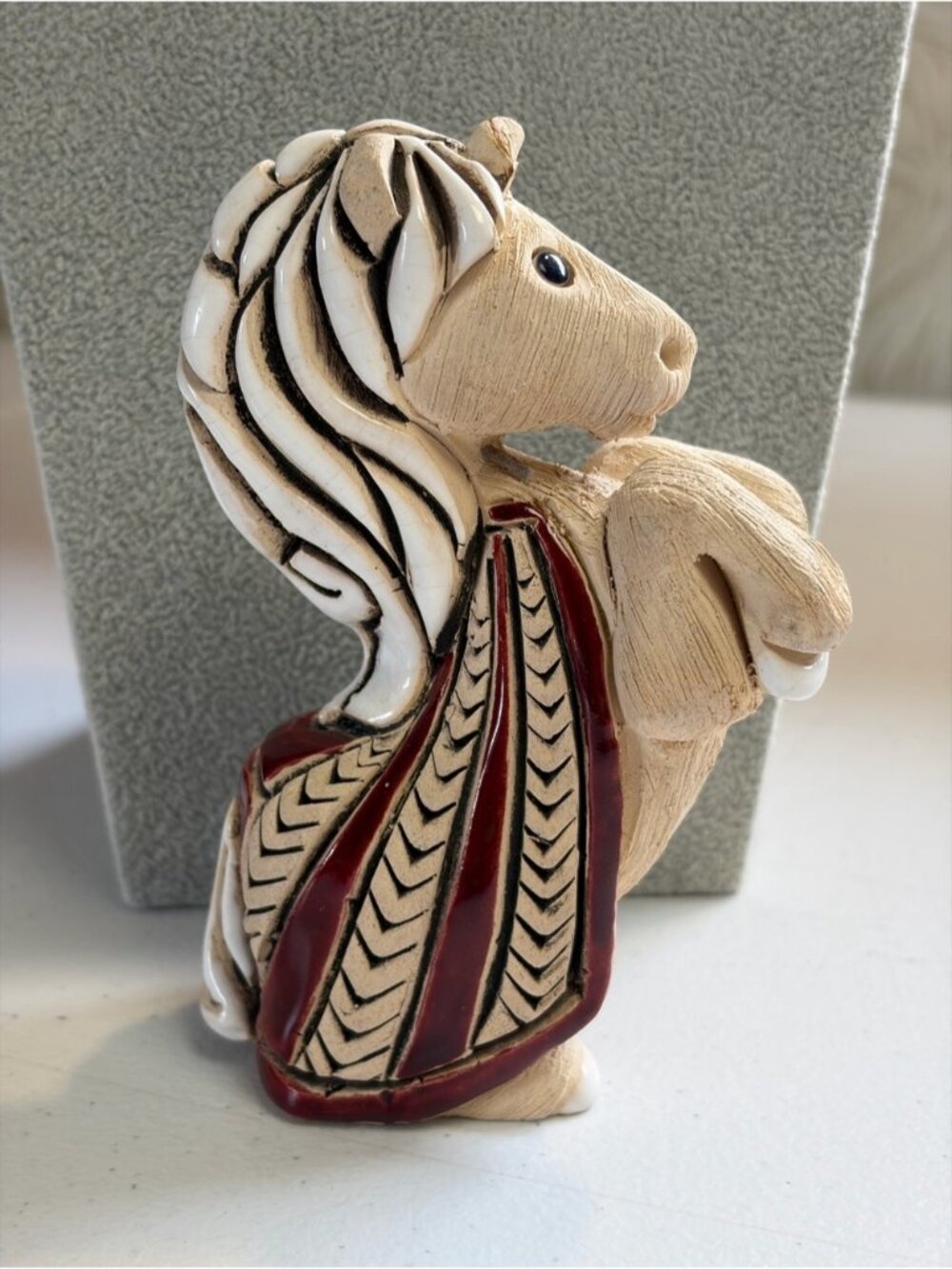 Vintage Artisan Rinconada Red Rearing Horse Figurine Signed Pottery Folk Art